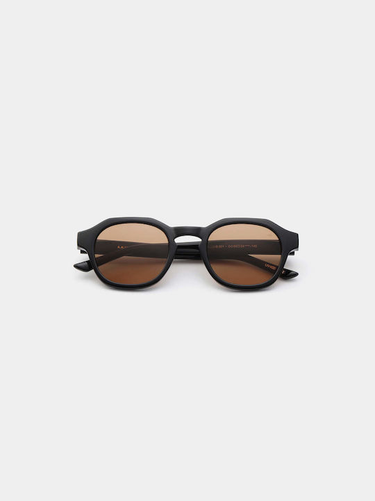 A.Kjaerbede Zan Sunglasses with Black Plastic Frame and Brown Lens KL2318-001