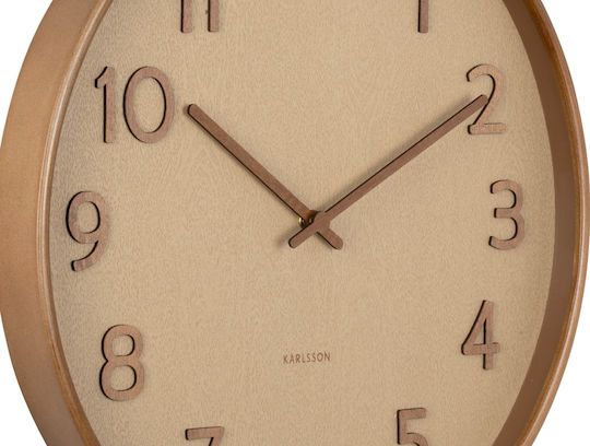 Karlsson Pure Wood Grain Antique Wall Clock Wooden Beige Ø40cm