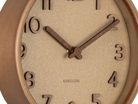Karlsson Pure Wood Grain Αντικέ Ρολόι Τοίχου Ξύλινο Μπεζ Ø22cm
