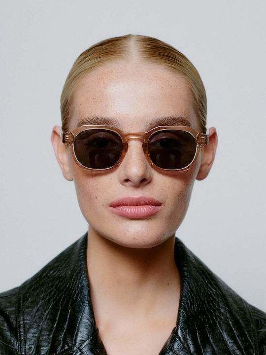 A.Kjaerbede Zan Unisex Γυαλιά Ηλίου με Μπεζ Κοκκάλινο Σκελετό και Γκρι Φακό