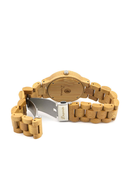 Daponte Women's Watch with Beige Wooden Bracelet