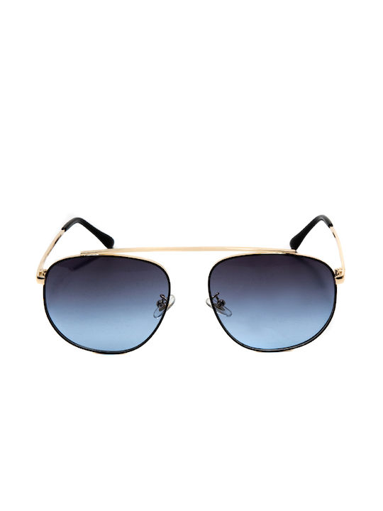 Maestri Italiani 200-50514 Women's Sunglasses with Gold Metal Frame and Blue Gradient Lenses