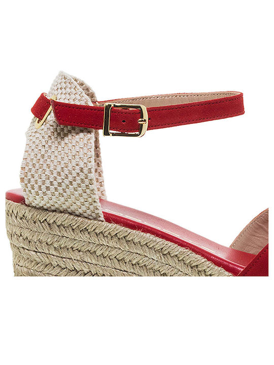 Women's Suede Platform Espadrilles Red