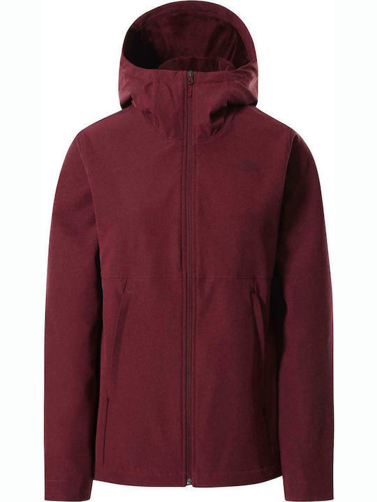 Shelbe Raschel Women's for Hiking Short Sports Softshell Jacket Waterproof and Windproof for Winter with Hood Burgundy