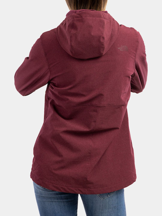 Shelbe Raschel Women's for Hiking Short Sports Softshell Jacket Waterproof and Windproof for Winter with Hood Burgundy