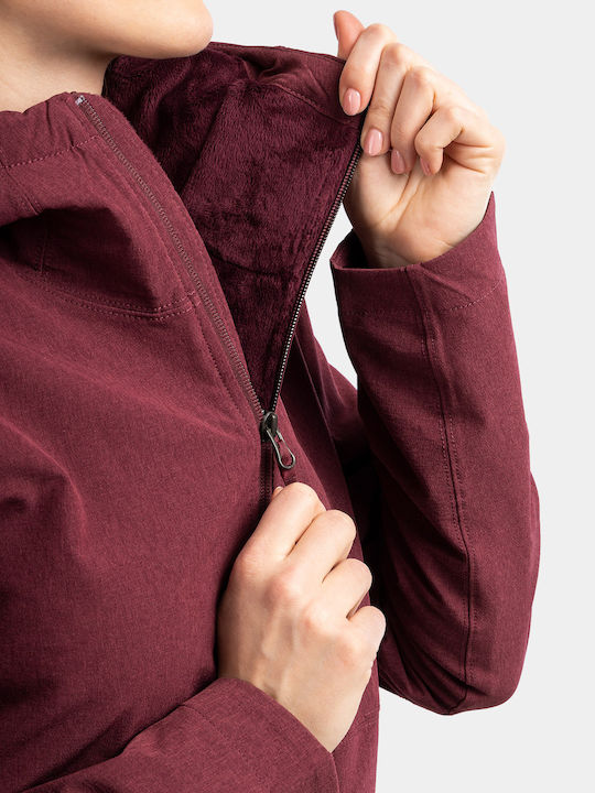 Shelbe Raschel Women's for Hiking Short Sports Softshell Jacket Waterproof and Windproof for Winter with Hood Burgundy