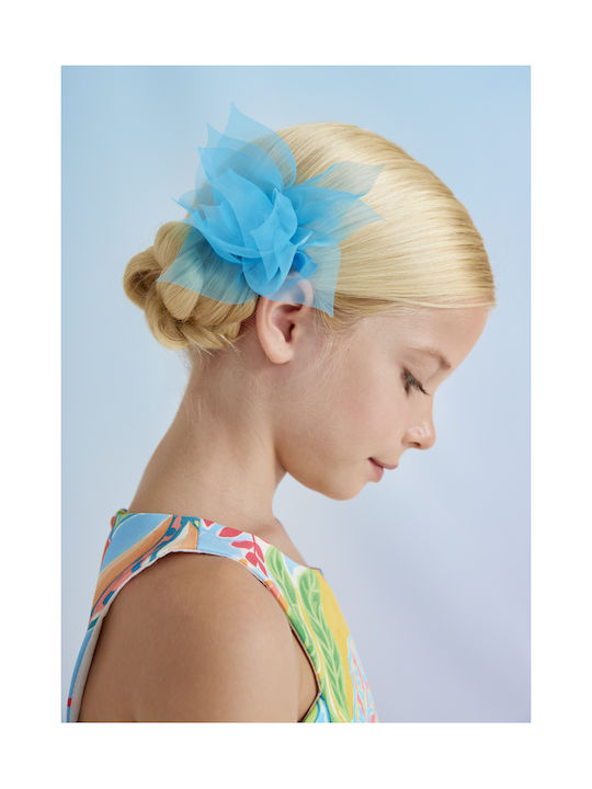 Abel & Lula Organza Kids Bobby Pin Flower in Turquoise Color