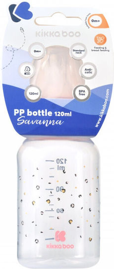 Kikka Boo Plastic Baby Bottle Anti-colic with Silicone Teat for 0+ Months Pink Savanna 120ml