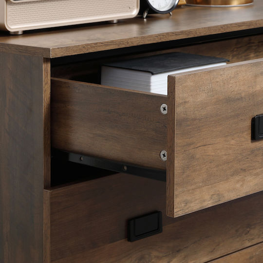 Wooden Bedroom Chest of Drawers With 4 Brown Drawers 80x39x95cm