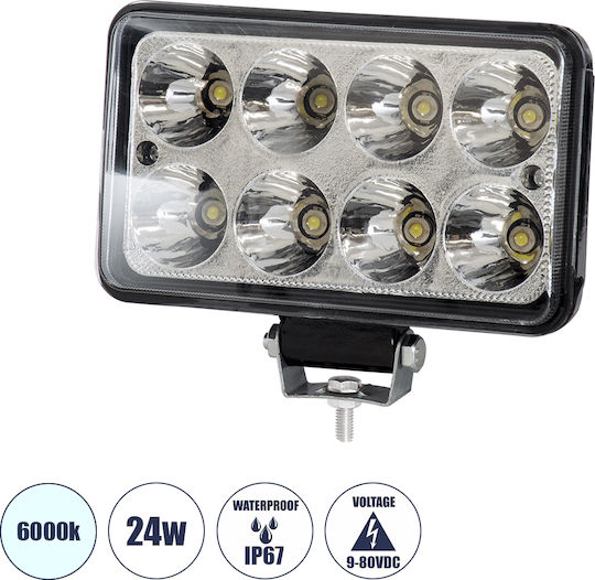 GloboStar Squareς Waterproof Headlights Car LED Renault Master 24W 15.5cm with White Lighting 1pcs