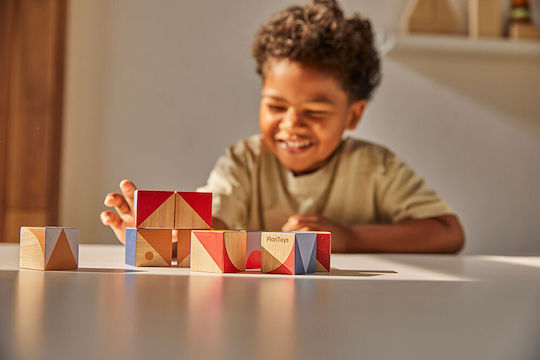 Ξύλινο Παιδικό Puzzle Γεωμετρικά Μοτίβα για 3+ Ετών 9pcs Plan Toys