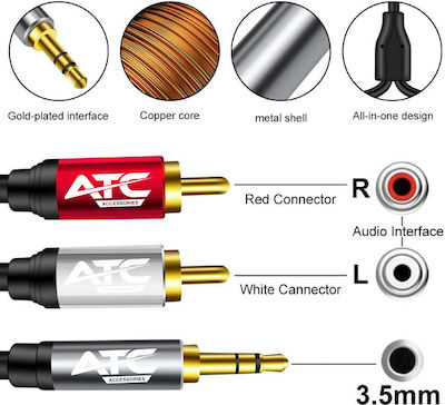 ATC 3.5mm male - 2x RCA male Cable Black 3m (02.008.0128)