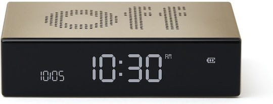 Lexon Tischuhr Digital LCD Metallisch mit Wecker Gold LR152D