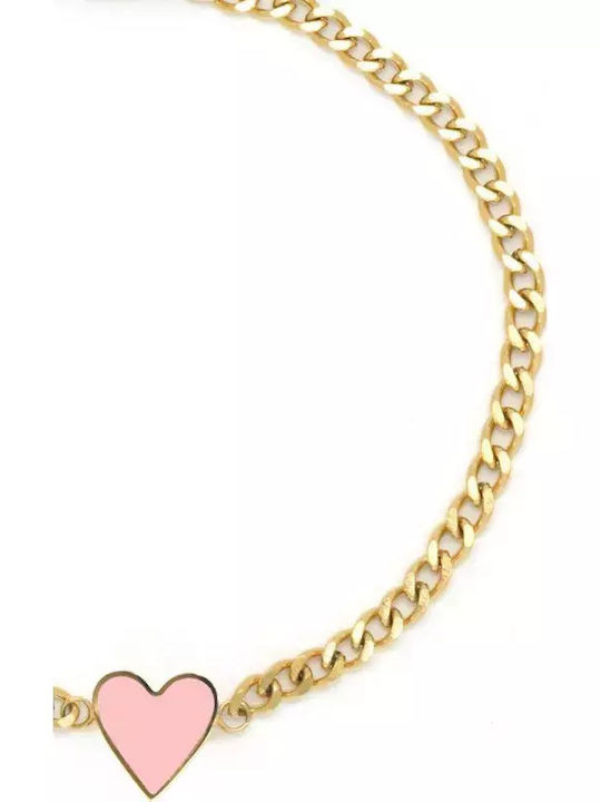 Oozoo Bracelet Chain with design Heart made of Steel Gold Plated