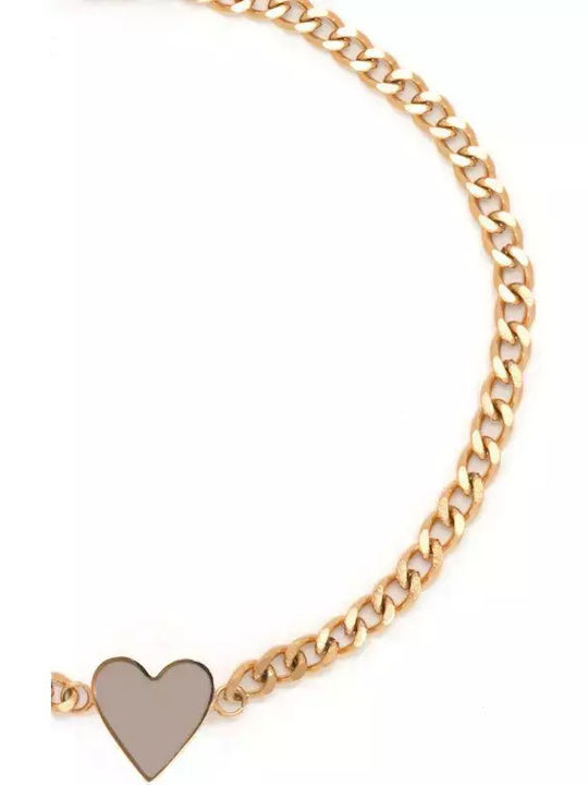 Oozoo Bracelet Chain with design Heart made of Steel Gold Plated