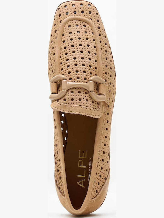 Leather Women's Loafers in Tabac Brown Color
