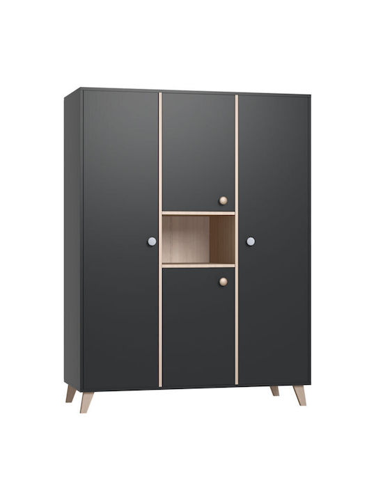 Kallen Τετράφυλλη Ντουλάπα Anthracite 143x57x190cm