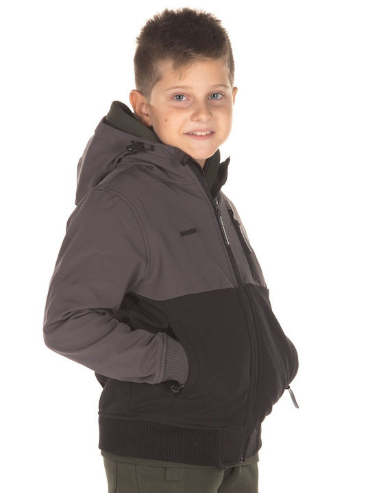 Kinder Freizeitjacke Kurz mit Kapuze Gray
