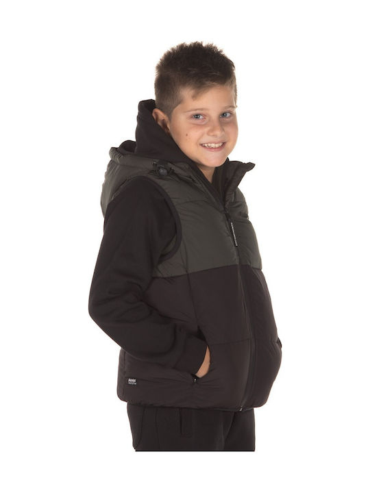 Kinder Freizeitjacke Ärmellos Kurz mit Kapuze Khaki