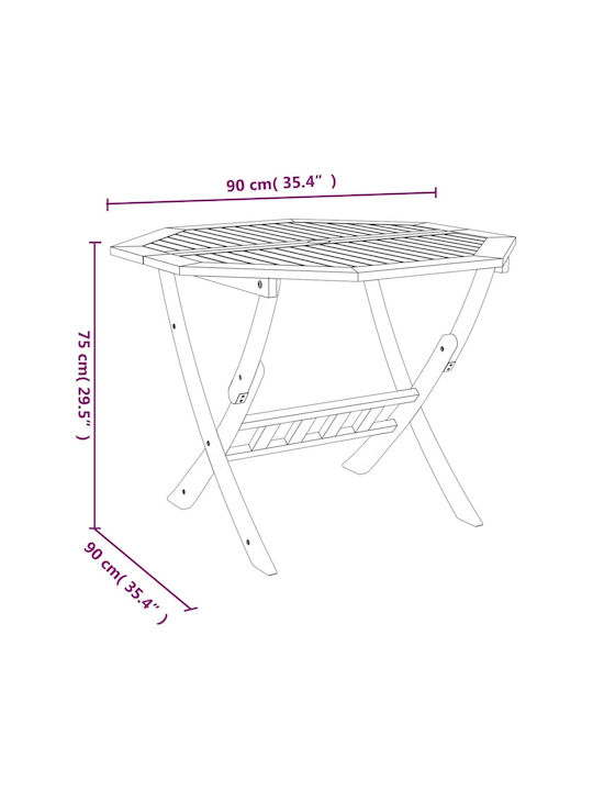 Garten- und Terrassentisch aus Akazie Zusammenklappbar 90x90x75cm