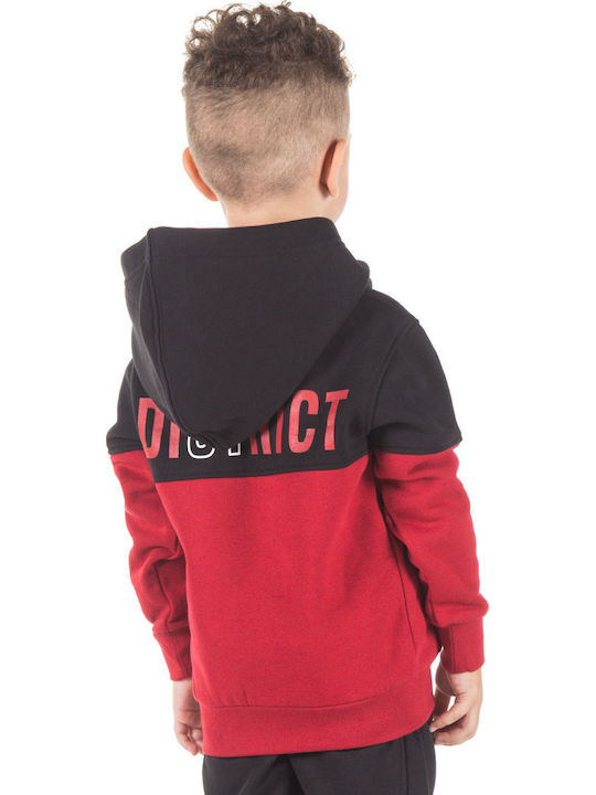 Fleece Παιδικό Φούτερ με Κουκούλα και Τσέπες Κόκκινο