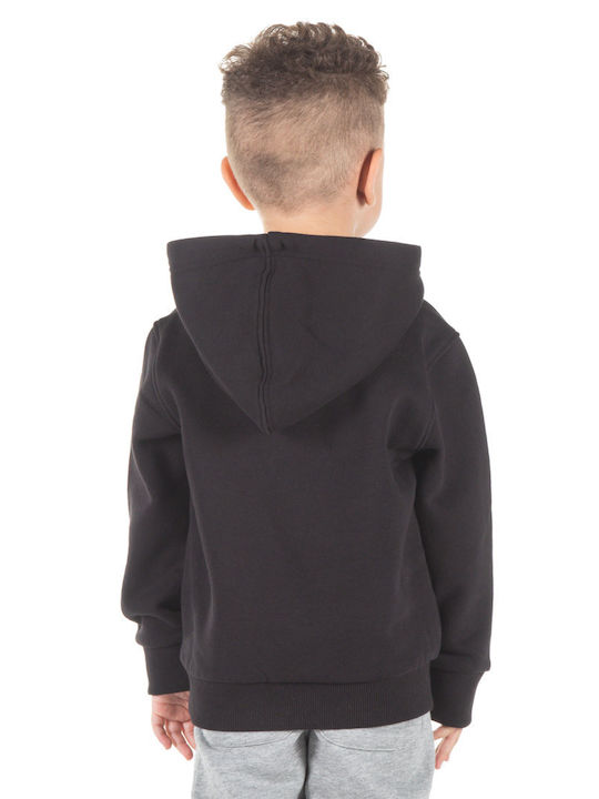 Fleece Kids Sweatshirt with Hood and Pockets Black