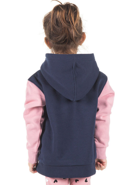 Fleece Παιδικό Φούτερ με Κουκούλα και Τσέπες Navy Μπλε