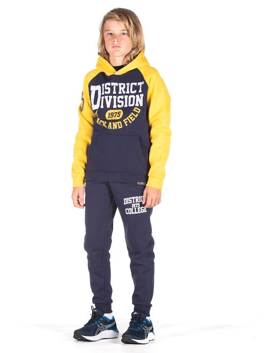 Fleece Παιδικό Φούτερ με Κουκούλα και Τσέπες Navy Μπλε