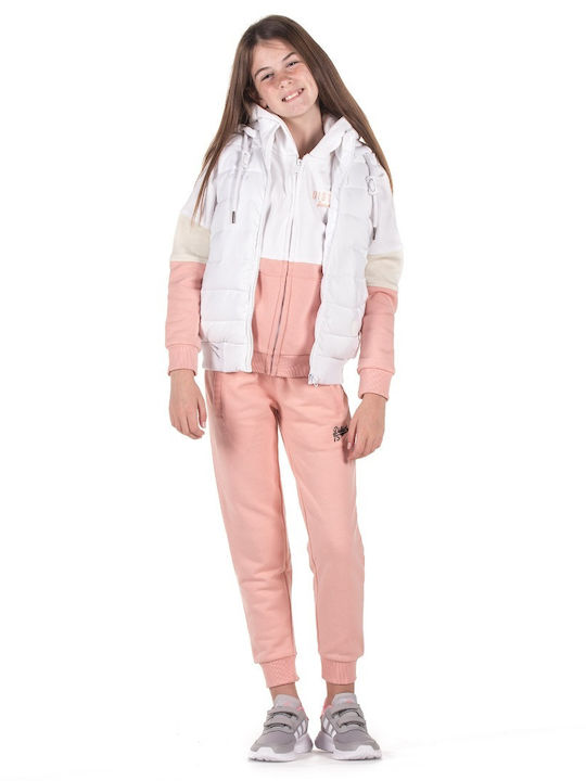 Kids Sweatshirt Cardigan Fleece with Hood White