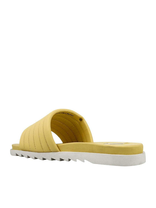 Leder Flache Sandalen für Damen in Gelb Farbe