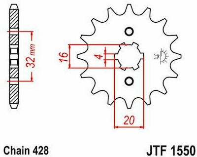 JT Sprockets Γρανάζι Μπροστά 15 Δοντιών για Yamaha Crypton-X 135 / MT-125 / YZF 125 R