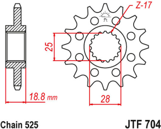 JT Sprockets Γρανάζι Μπροστά 16 Δοντιών για Aprilia Tuono για BMW F 800 / G650 GS