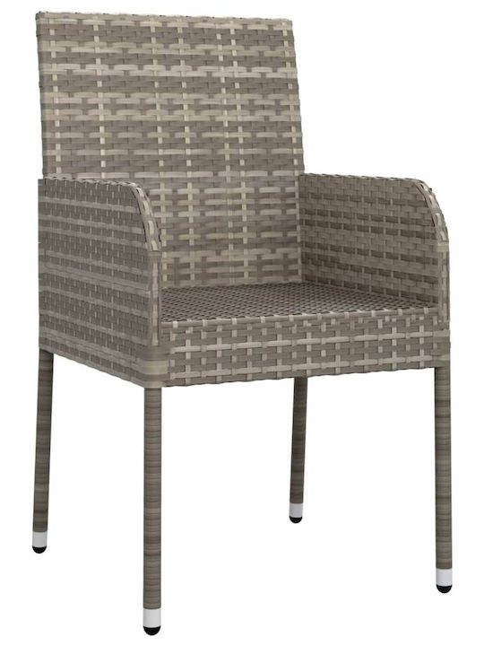Outdoor Chair Rattan Gray with Cushion 2pcs 48x55x88cm
