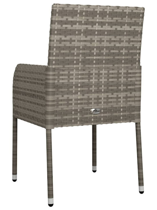 Outdoor Chair Rattan Gray with Cushion 2pcs 48x55x88cm