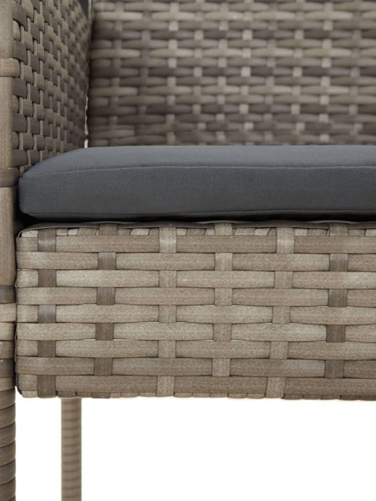 Outdoor Chair Rattan Gray with Cushion 2pcs 48x55x88cm