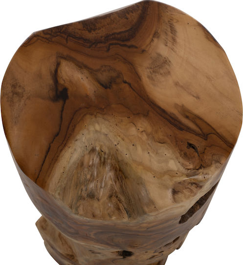 Round Side Coffee Table Made of Solid Wood Beige W30xL30xH45cm