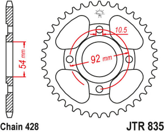 JT Sprockets Γρανάζι Πίσω 45 Δοντιών για Yamaha SR / TZR