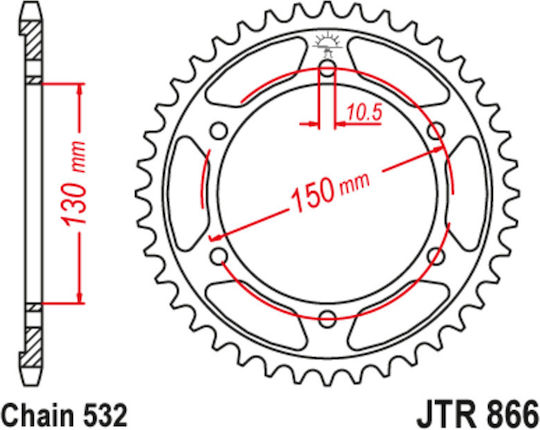 JT Sprockets Γρανάζι Πίσω 38 Δοντιών για Yamaha XJR / YZF 1000