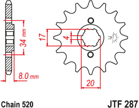 JT Sprockets Предно зъбно колело 13 Зъби за Honda CBF 250