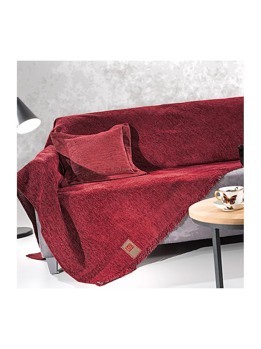 Guy Laroche Balance Armchair Throw 2 Sides Chenille 150x170cm Wine