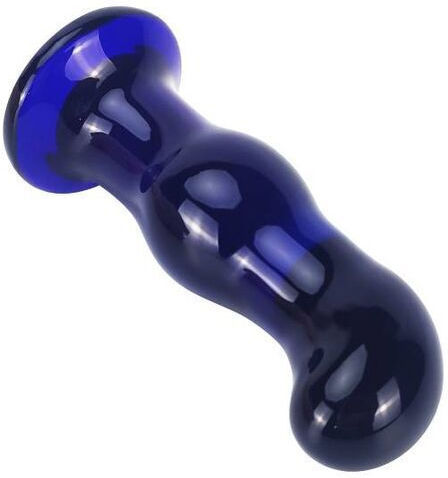 ToyJoy Buttocks The Gleaming Glass Anal Plug mit Vibration Blau 11.5cm