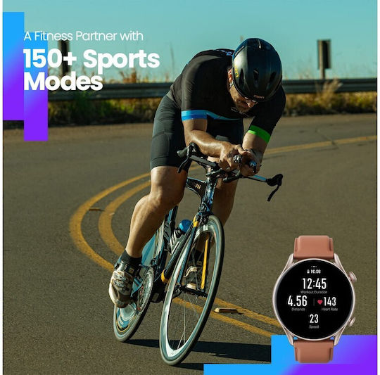 Amazfit GTR 3 Pro Aluminium 46mm Waterproof Smartwatch with Heart Rate Monitor (Brown Leather)