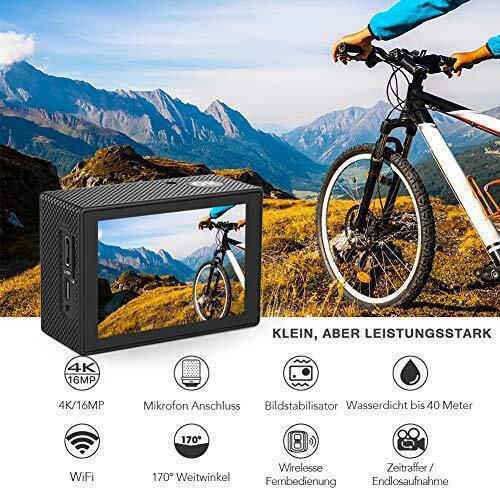 Crosstour CT8500 Action Camera 4K Ultra HD Underwater (with Case) with Screen 2" and Wi-Fi Black