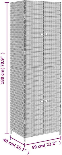 Zweiflügeliger Schrank Kunststoff mit 3 Regale Black 59x40x180cm