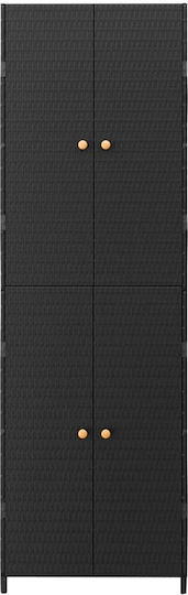 Zweiflügeliger Schrank Kunststoff mit 3 Regale Black 59x40x180cm