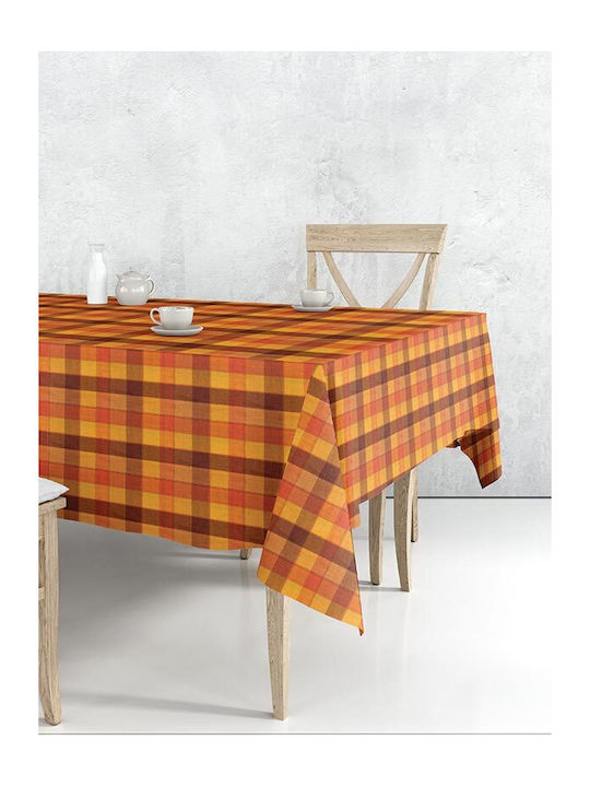 Sunshine 6997 Cotton & Polyester Checkered Tablecloth Orange 140x140cm