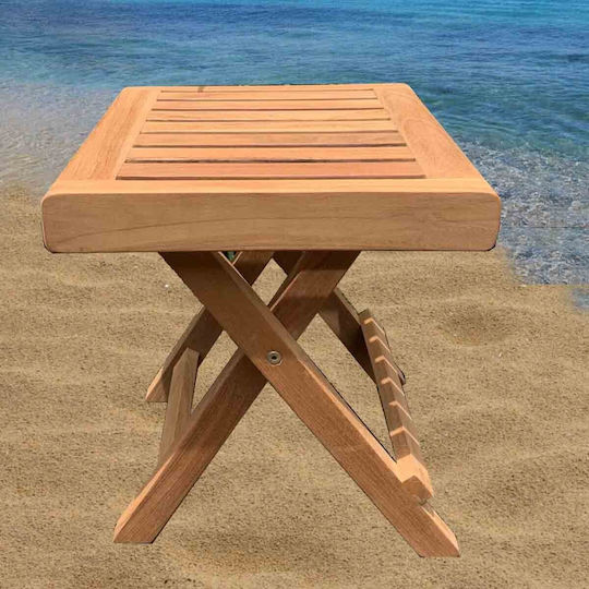 Auxiliary Table for Small Outdoor Spaces Made of Teak Foldable 40x40x45cm