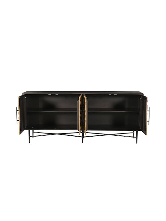 Μπουφές Ritz από Μασίφ Ξύλο Μαύρο / Χρυσό Ματ 180x45x76cm