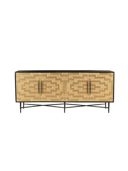 Μπουφές Ritz από Μασίφ Ξύλο Μαύρο / Χρυσό Ματ 180x45x76cm