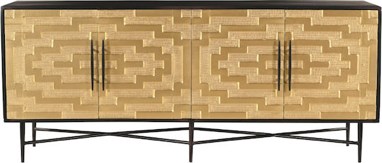 Μπουφές Ritz από Μασίφ Ξύλο Μαύρο / Χρυσό Ματ 180x45x76cm